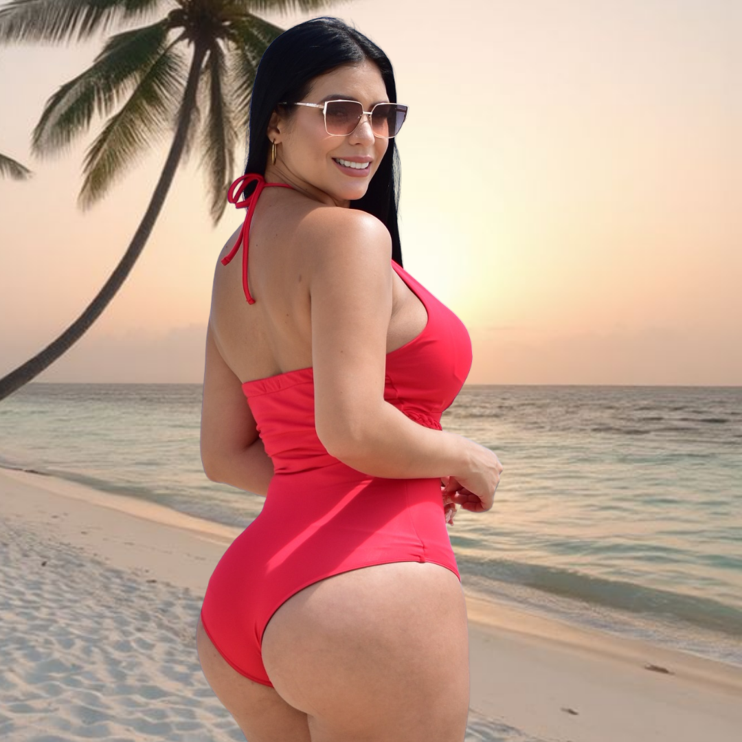 TRAJE DE BAÑO CON FAJA COLOMBIANO - RED RBTC3003 | STOCK VENEZUELA |